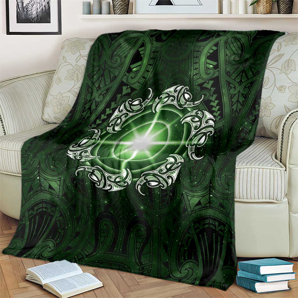 New Zealand Matariki Tupuarangi Blanket Maori Moko Green Galaxy