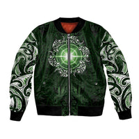 New Zealand Matariki Tupuarangi Bomber Jacket Maori Moko Green Galaxy LT05 Unisex Green - Polynesian Pride