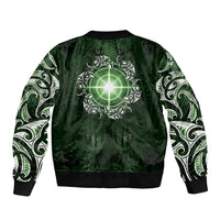 New Zealand Matariki Tupuarangi Bomber Jacket Maori Moko Green Galaxy LT05 - Polynesian Pride