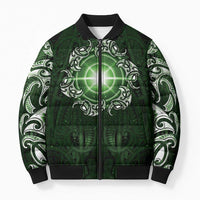 New Zealand Matariki Tupuarangi Bomber Puffer Jacket Maori Moko Green Galaxy LT05 Unisex Green - Polynesian Pride