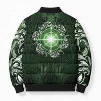 New Zealand Matariki Tupuarangi Bomber Puffer Jacket Maori Moko Green Galaxy LT05 - Polynesian Pride