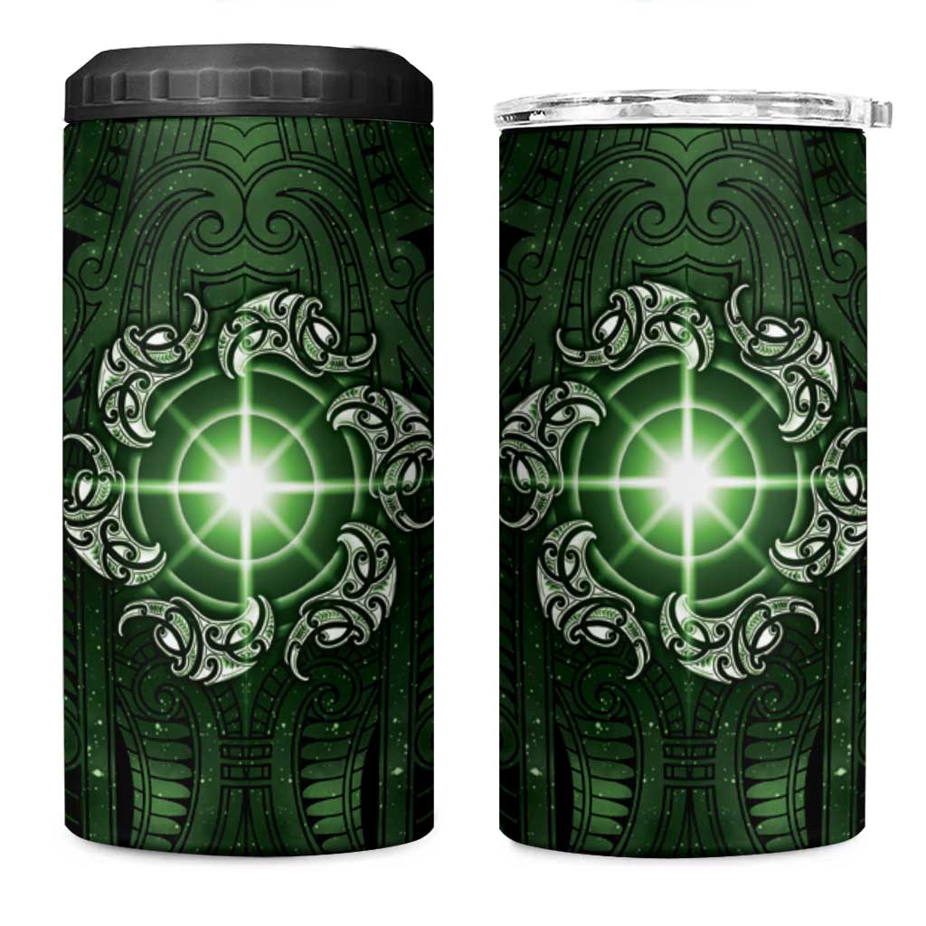 New Zealand Matariki Tupuarangi 4 in 1 Can Cooler Tumbler Maori Moko Green Galaxy