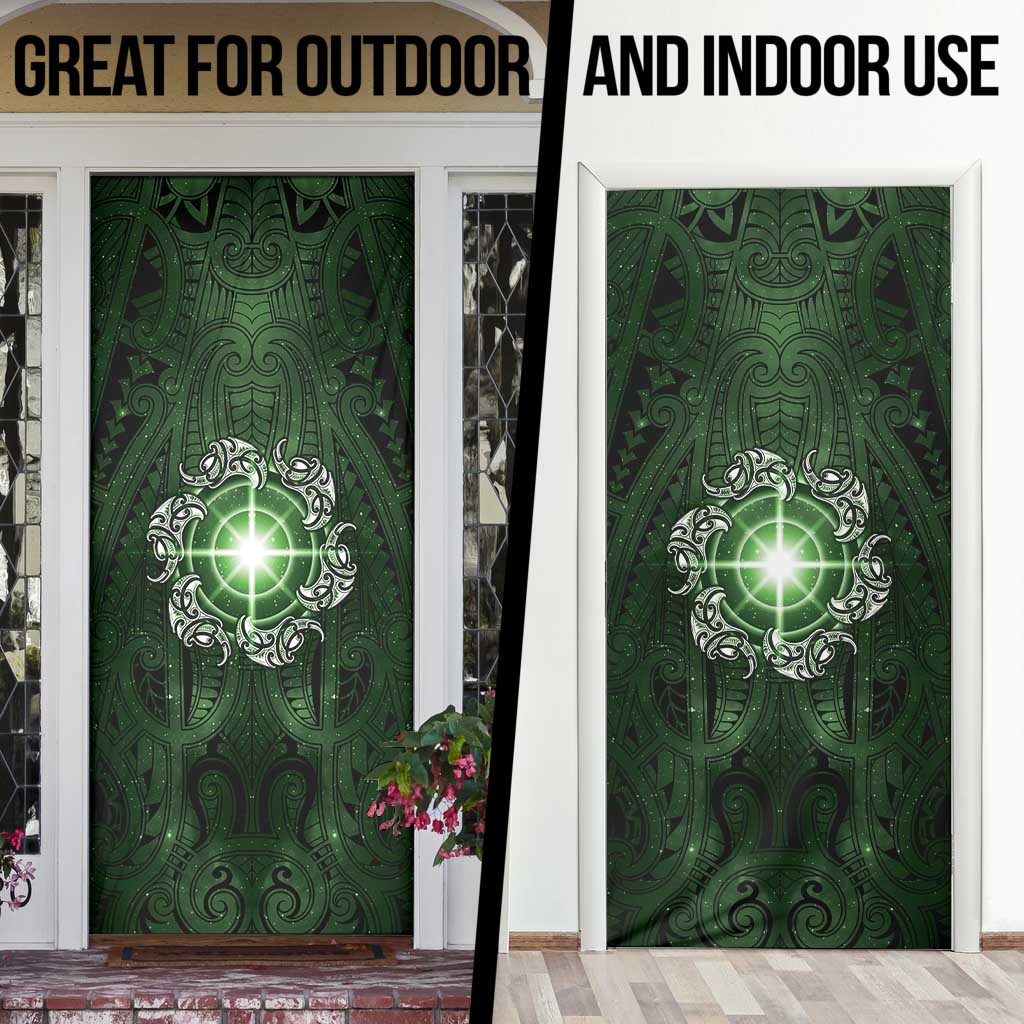 New Zealand Matariki Tupuarangi Door Cover Maori Moko Green Galaxy