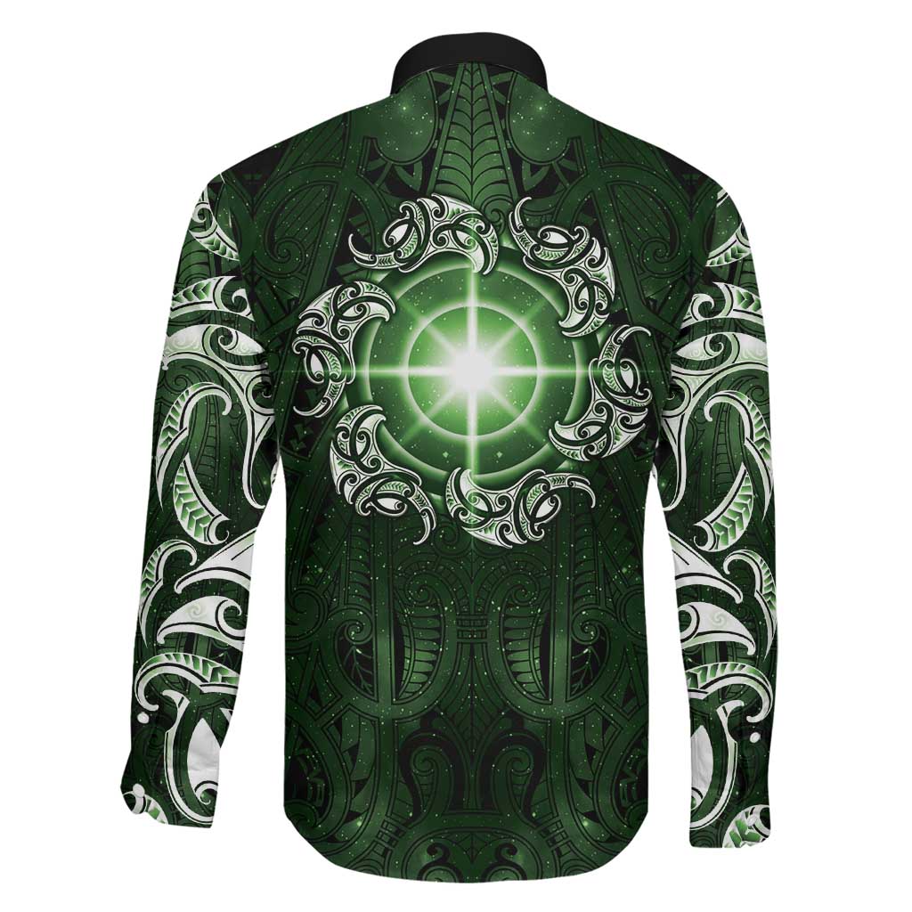 New Zealand Matariki Tupuarangi Family Matching Tank Maxi Dress and Hawaiian Shirt Maori Moko Green Galaxy