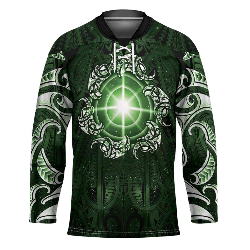 New Zealand Matariki Tupuarangi Hockey Jersey Maori Moko Green Galaxy
