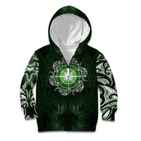 New Zealand Matariki Tupuarangi Kid Hoodie Maori Moko Green Galaxy