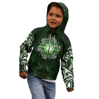 New Zealand Matariki Tupuarangi Kid Hoodie Maori Moko Green Galaxy