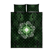 New Zealand Matariki Tupuarangi Quilt Bed Set Maori Moko Green Galaxy