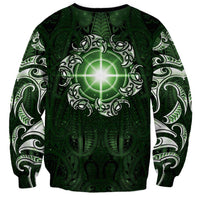 New Zealand Matariki Tupuarangi Sweatshirt Maori Moko Green Galaxy LT05 - Polynesian Pride