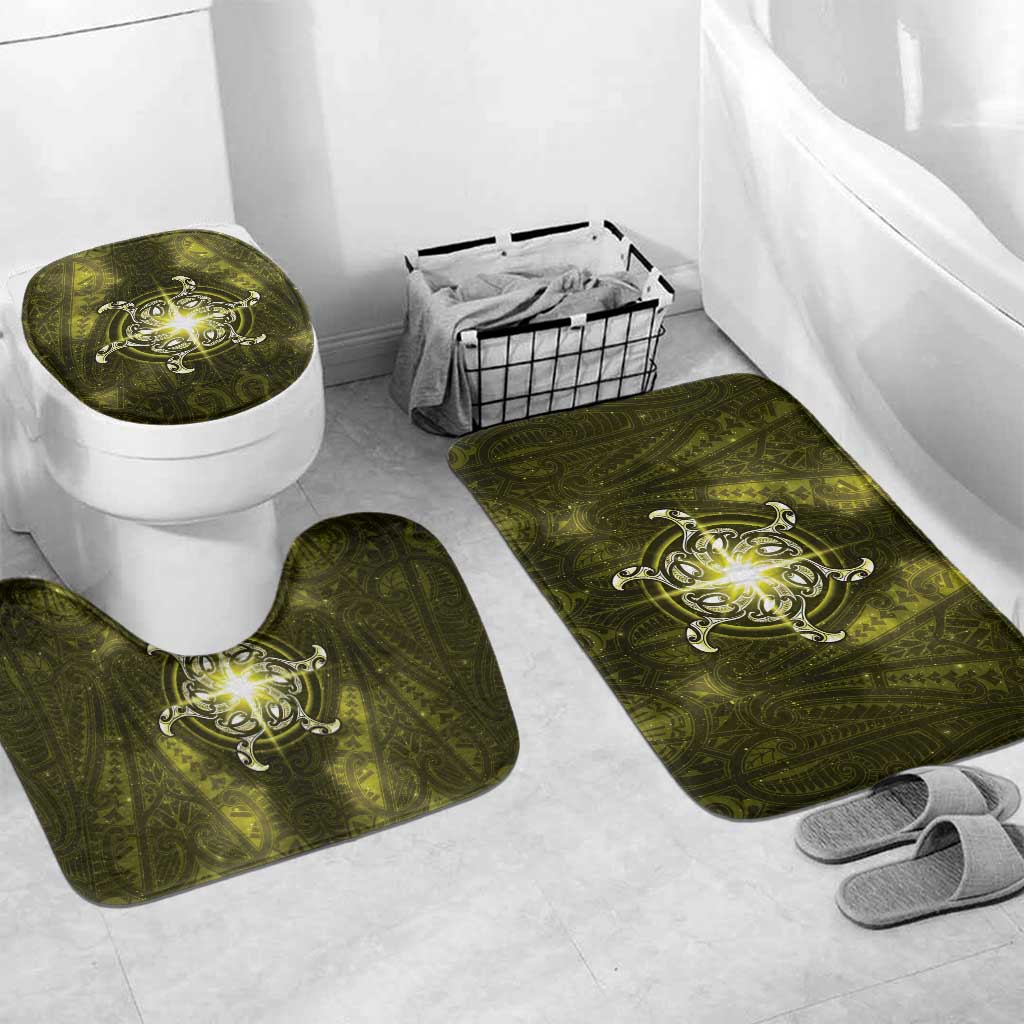 New Zealand Matariki Hiwaiterangi Bathroom Set Maori Moko Yellow Galaxy