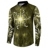 New Zealand Matariki Hiwaiterangi Button Sweatshirt Maori Moko Yellow Galaxy LT05 - Polynesian Pride