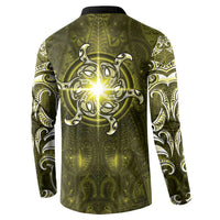 New Zealand Matariki Hiwaiterangi Button Sweatshirt Maori Moko Yellow Galaxy LT05 - Polynesian Pride