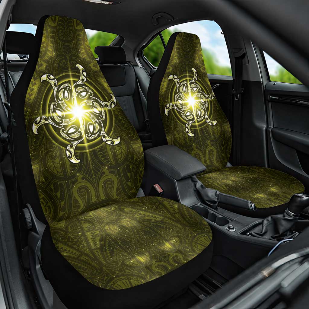 New Zealand Matariki Hiwaiterangi Car Seat Cover Maori Moko Yellow Galaxy