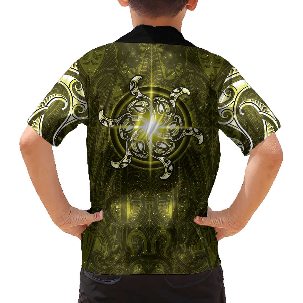 New Zealand Matariki Hiwaiterangi Family Matching Puletasi and Hawaiian Shirt Maori Moko Yellow Galaxy LT05 - Polynesian Pride