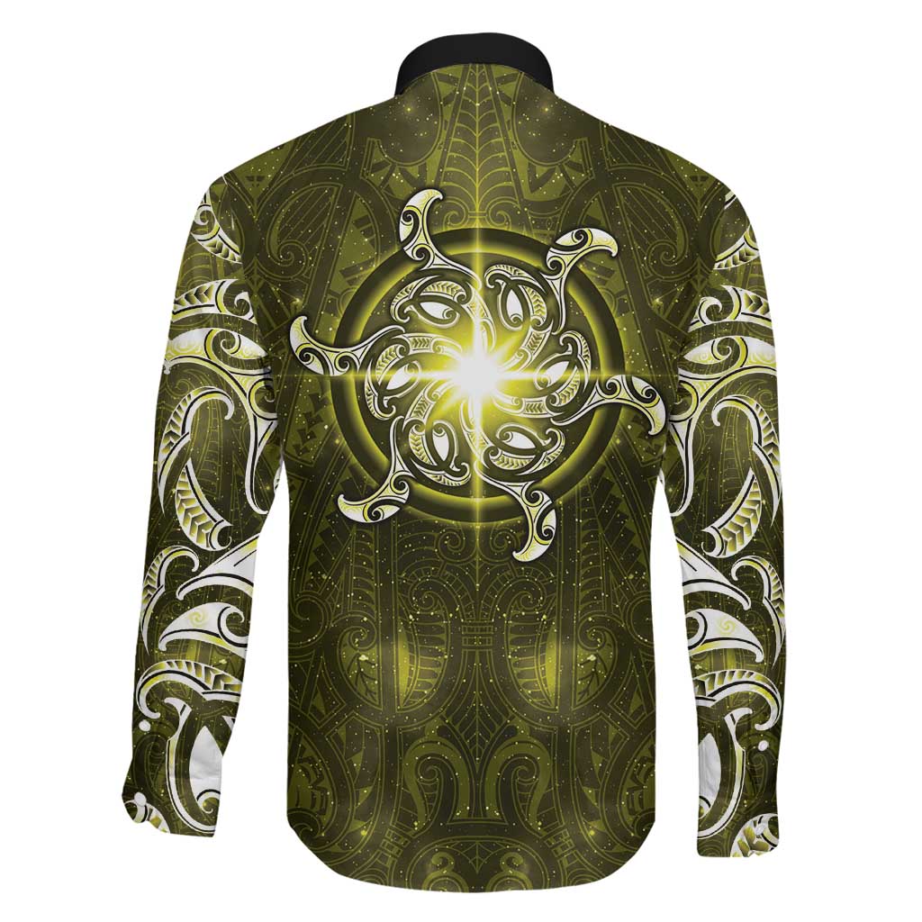 New Zealand Matariki Hiwaiterangi Family Matching Summer Maxi Dress and Hawaiian Shirt Maori Moko Yellow Galaxy LT05 - Polynesian Pride