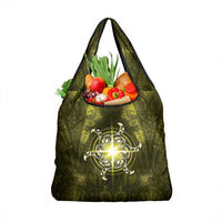 New Zealand Matariki Hiwaiterangi Grocery Bag Maori Moko Yellow Galaxy