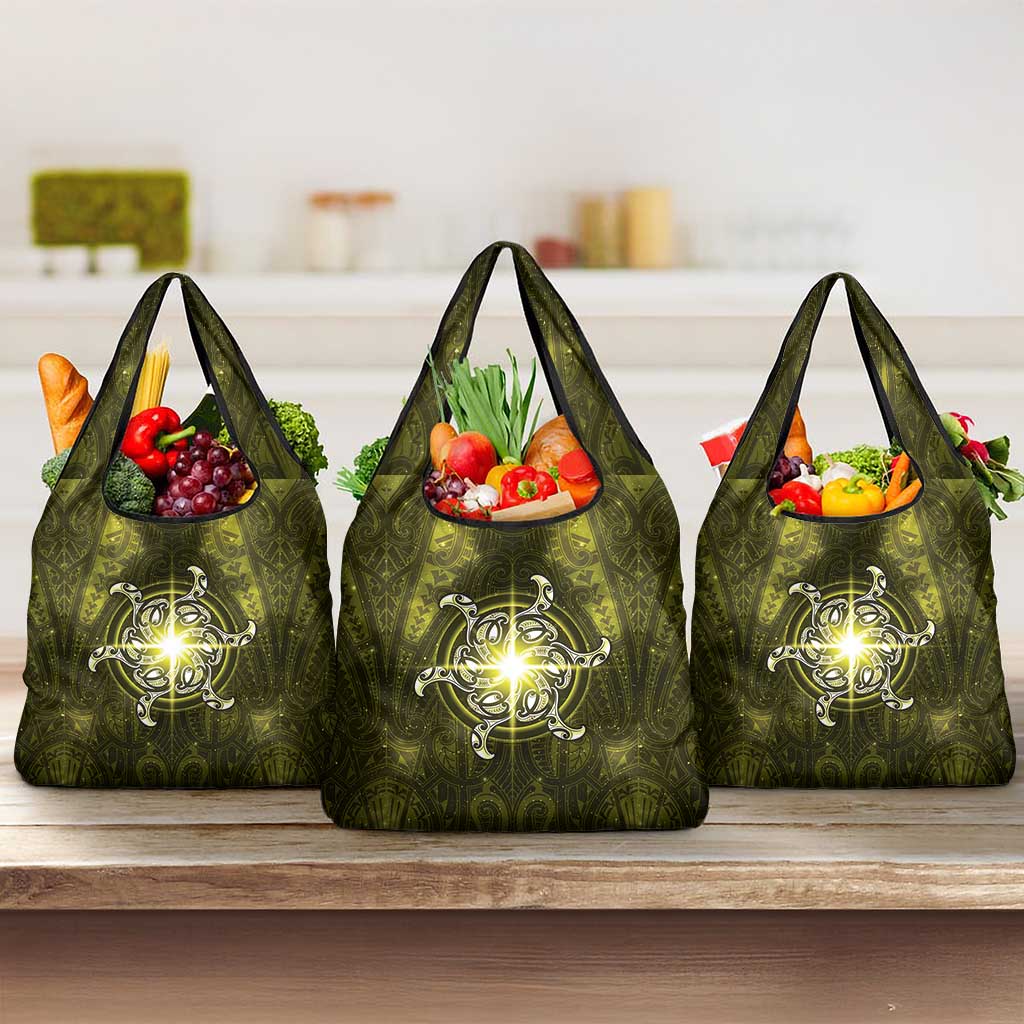 New Zealand Matariki Hiwaiterangi Grocery Bag Maori Moko Yellow Galaxy
