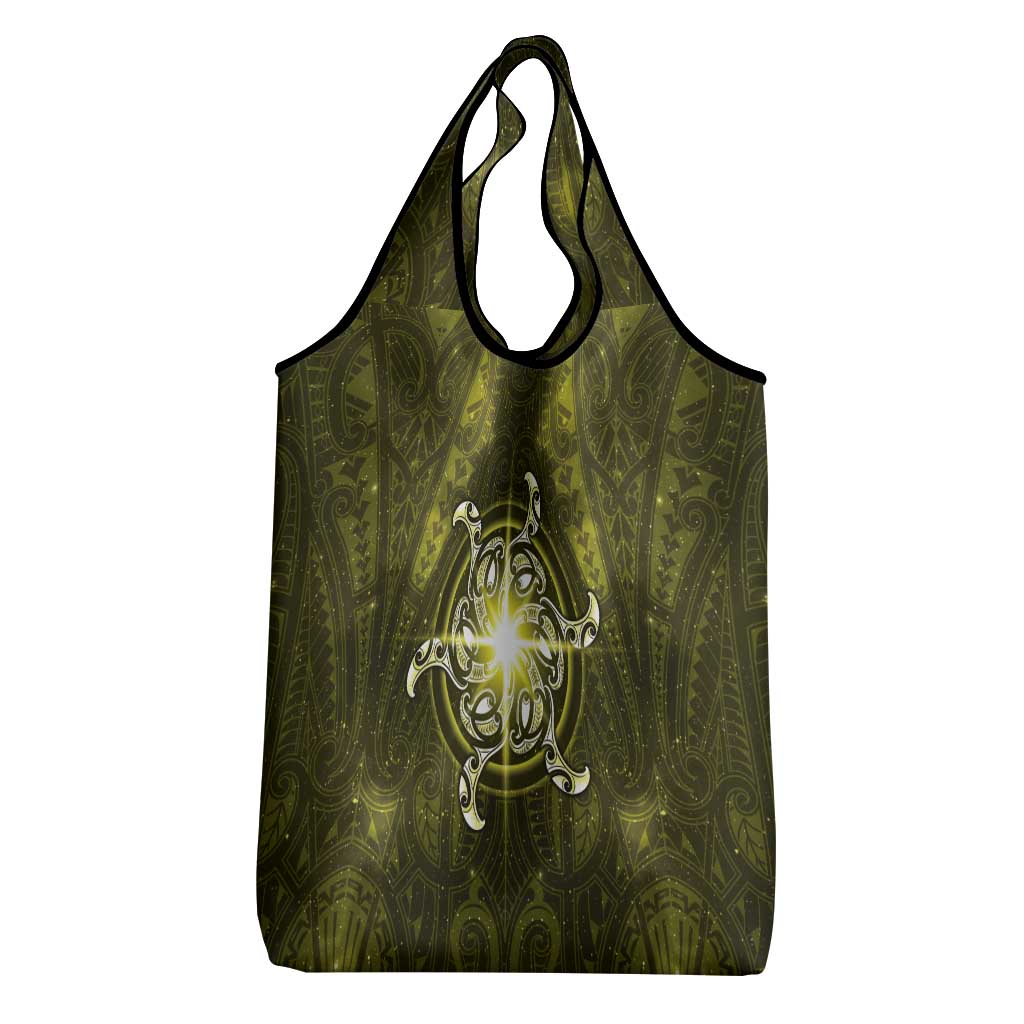 New Zealand Matariki Hiwaiterangi Grocery Bag Maori Moko Yellow Galaxy