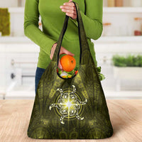 New Zealand Matariki Hiwaiterangi Grocery Bag Maori Moko Yellow Galaxy