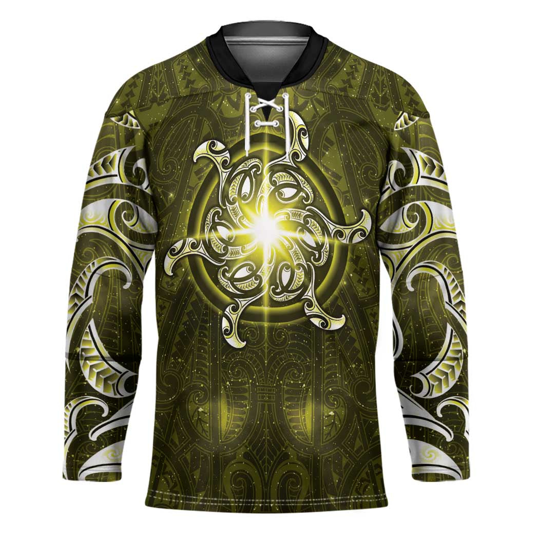 New Zealand Matariki Hiwaiterangi Hockey Jersey Maori Moko Yellow Galaxy