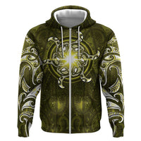 New Zealand Matariki Hiwaiterangi Hoodie Maori Moko Yellow Galaxy