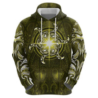 New Zealand Matariki Hiwaiterangi Hoodie Maori Moko Yellow Galaxy