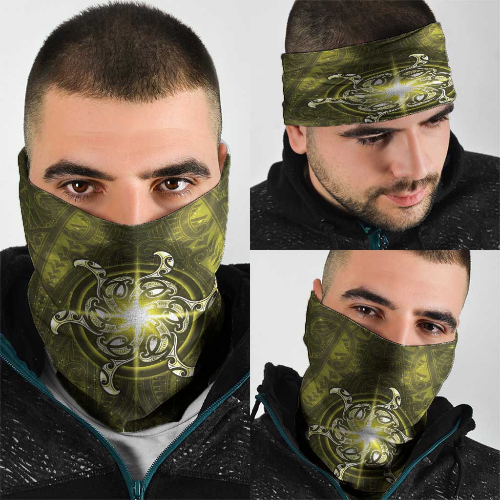 New Zealand Matariki Hiwaiterangi Neck Gaiter Maori Moko Yellow Galaxy
