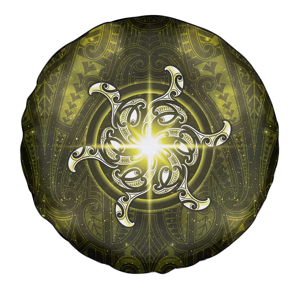 New Zealand Matariki Hiwaiterangi Spare Tire Cover Maori Moko Yellow Galaxy