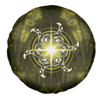 New Zealand Matariki Hiwaiterangi Spare Tire Cover Maori Moko Yellow Galaxy