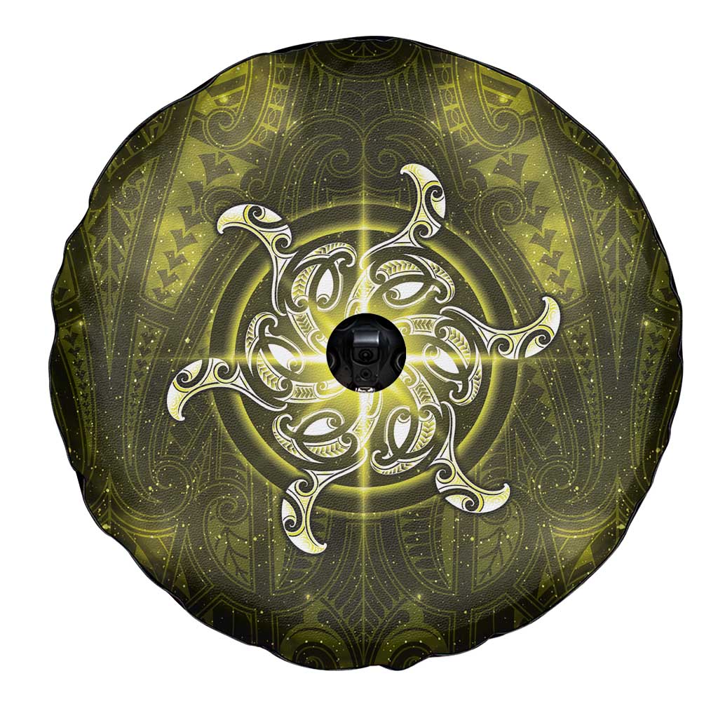 New Zealand Matariki Hiwaiterangi Spare Tire Cover Maori Moko Yellow Galaxy