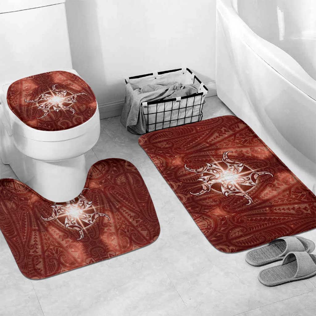 New Zealand Matariki Pohutukawa Bathroom Set Maori Moko Red Galaxy