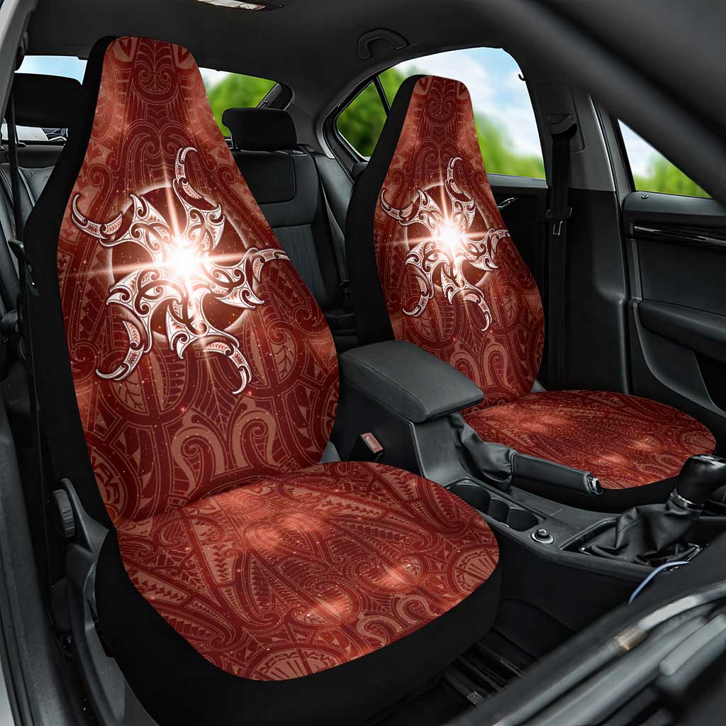 New Zealand Matariki Pohutukawa Car Seat Cover Maori Moko Red Galaxy