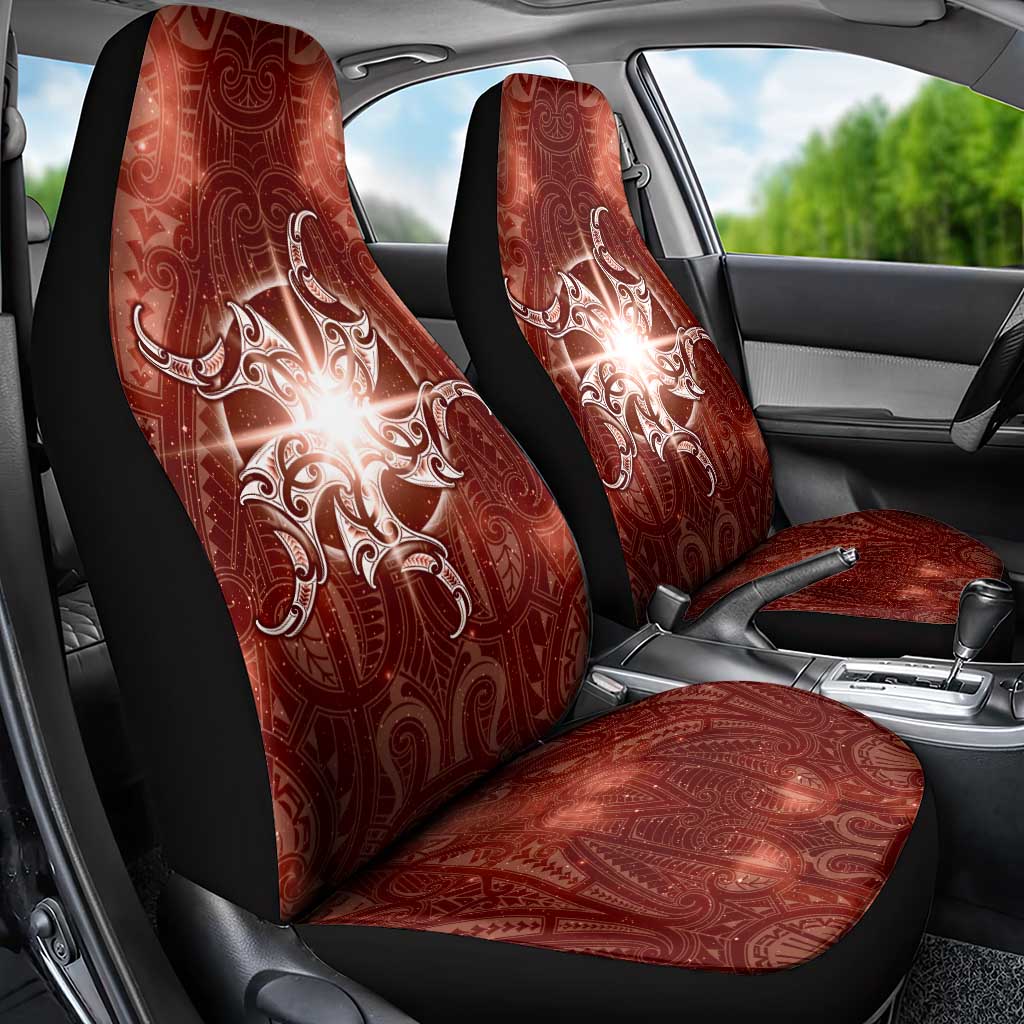 New Zealand Matariki Pohutukawa Car Seat Cover Maori Moko Red Galaxy