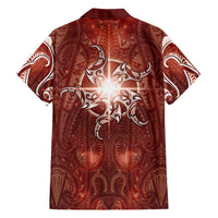 New Zealand Matariki Pohutukawa Family Matching Long Sleeve Bodycon Dress and Hawaiian Shirt Maori Moko Red Galaxy