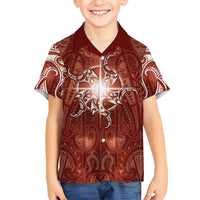 New Zealand Matariki Pohutukawa Family Matching Long Sleeve Bodycon Dress and Hawaiian Shirt Maori Moko Red Galaxy