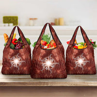New Zealand Matariki Pohutukawa Grocery Bag Maori Moko Red Galaxy LT05 3-pack One Size Red - Polynesian Pride