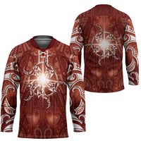 New Zealand Matariki Pohutukawa Hockey Jersey Maori Moko Red Galaxy