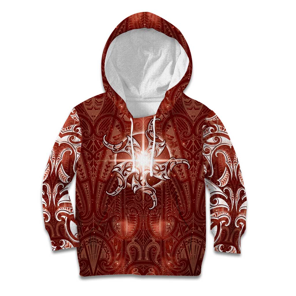 New Zealand Matariki Pohutukawa Kid Hoodie Maori Moko Red Galaxy