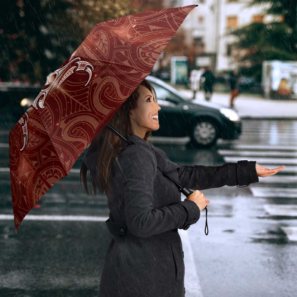 New Zealand Matariki Pohutukawa Umbrella Maori Moko Red Galaxy LT05 - Polynesian Pride
