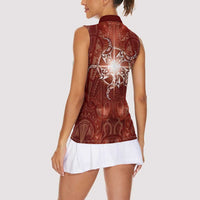 New Zealand Matariki Pohutukawa Women Sleeveless Polo Shirt Maori Moko Red Galaxy