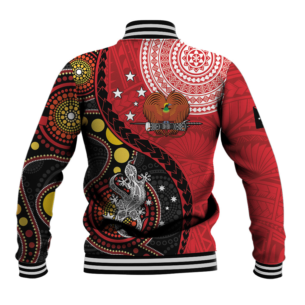 Papua New Guinea And Australia Aboriginal Baseball Jacket Bird Of Paradise And Kangaroo Together
