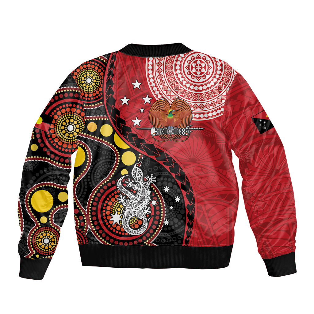 Papua New Guinea And Australia Aboriginal Bomber Jacket Bird Of Paradise And Kangaroo Together LT05 - Polynesian Pride