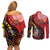 Papua New Guinea And Australia Aboriginal Couples Matching Off Shoulder Short Dress and Long Sleeve Button Shirt Bird Of Paradise And Kangaroo Together