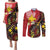 Papua New Guinea And Australia Aboriginal Couples Matching Puletasi and Long Sleeve Button Shirt Bird Of Paradise And Kangaroo Together