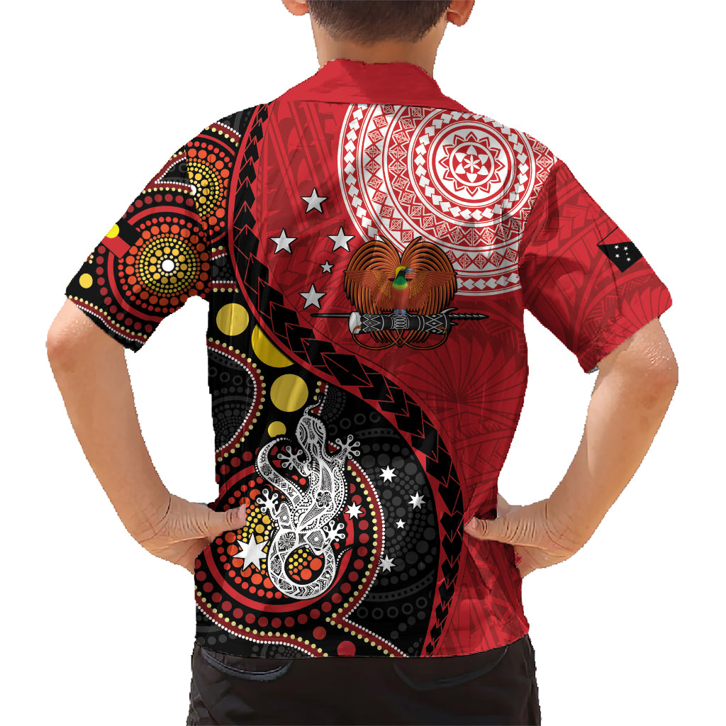 Papua New Guinea And Australia Aboriginal Kid Hawaiian Shirt Bird Of Paradise And Kangaroo Together