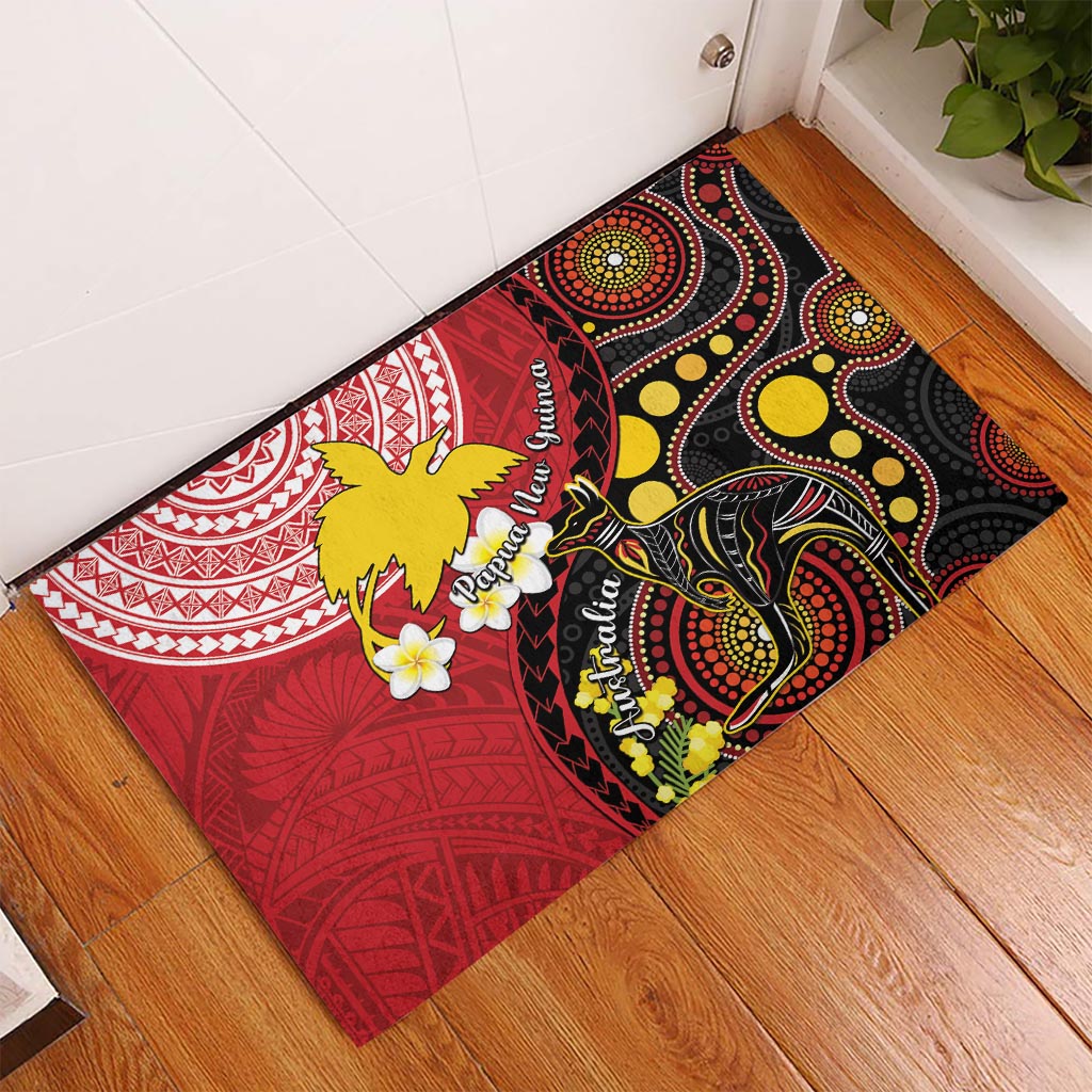 Papua New Guinea And Australia Aboriginal Rubber Doormat Bird Of Paradise And Kangaroo Together LT05 - Polynesian Pride