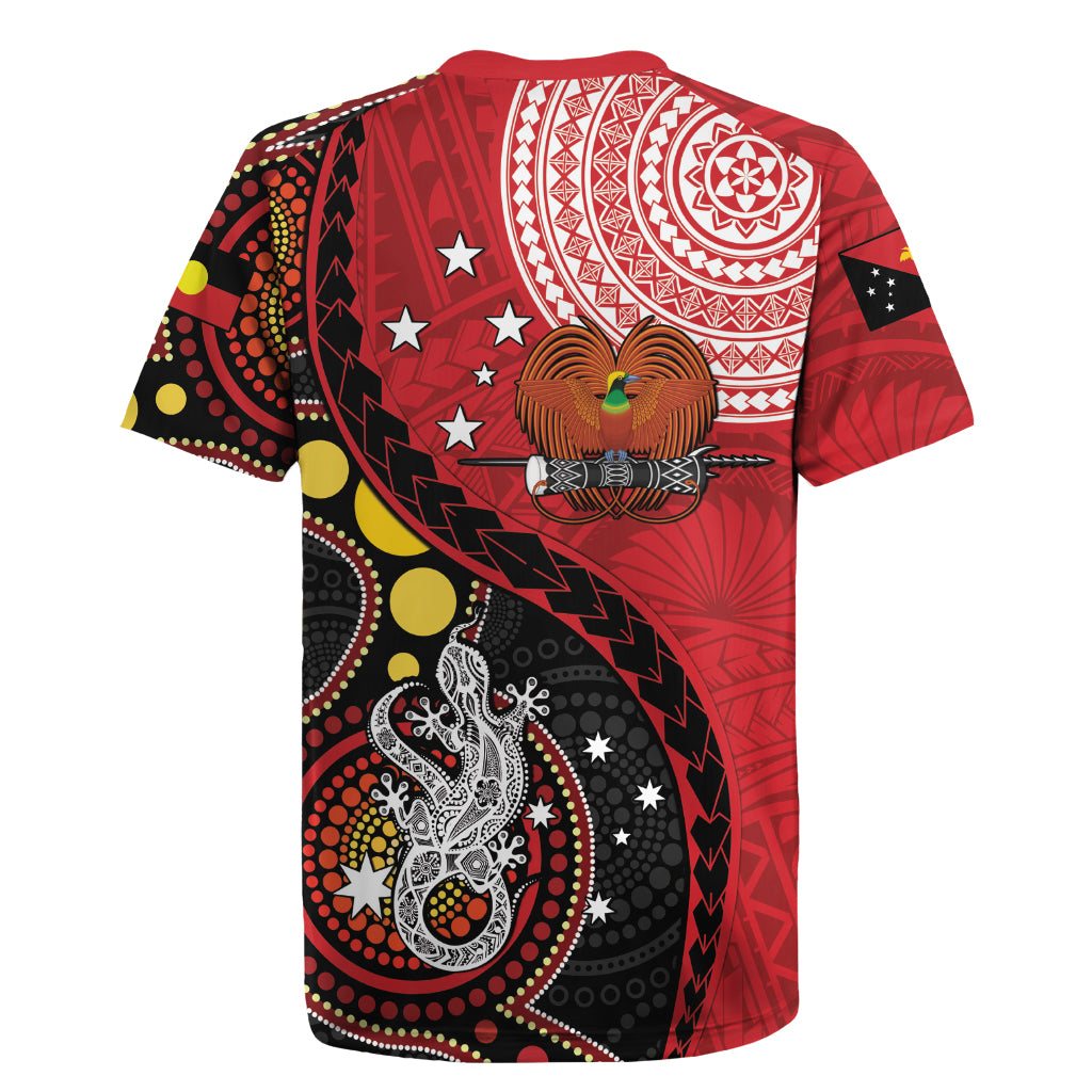 Papua New Guinea And Australia Aboriginal Rugby Jersey Bird Of Paradise And Kangaroo Together