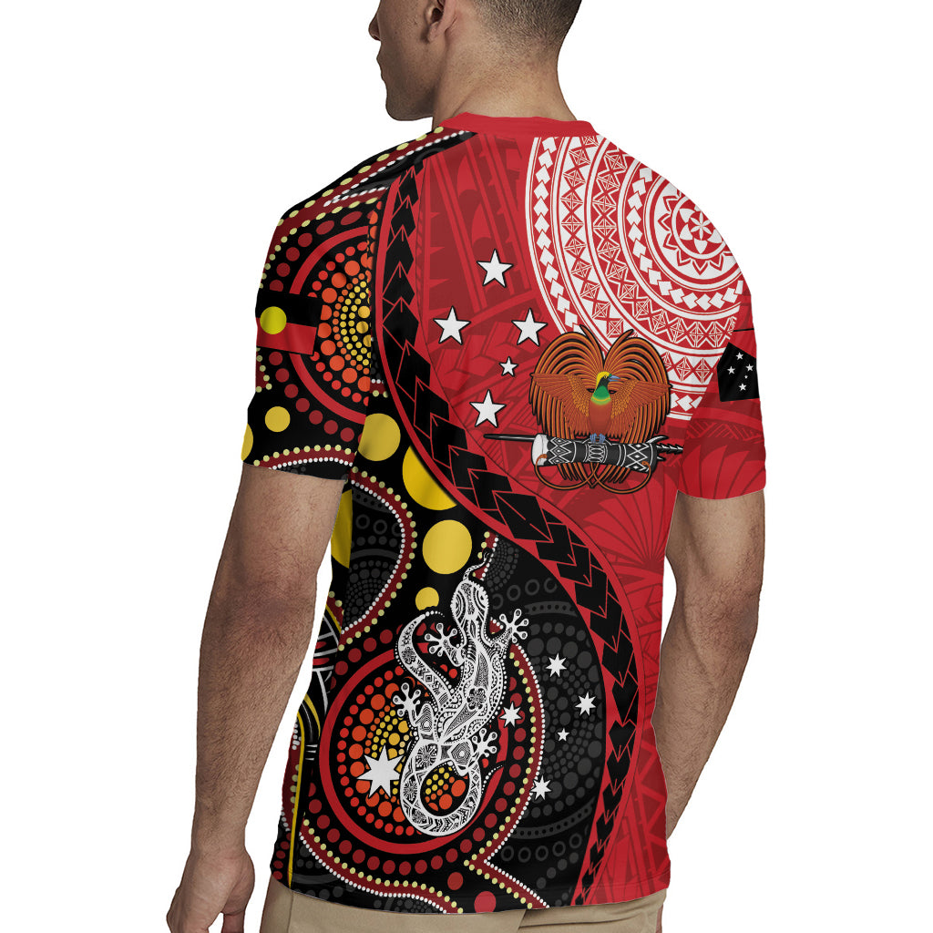 Papua New Guinea And Australia Aboriginal Rugby Jersey Bird Of Paradise And Kangaroo Together