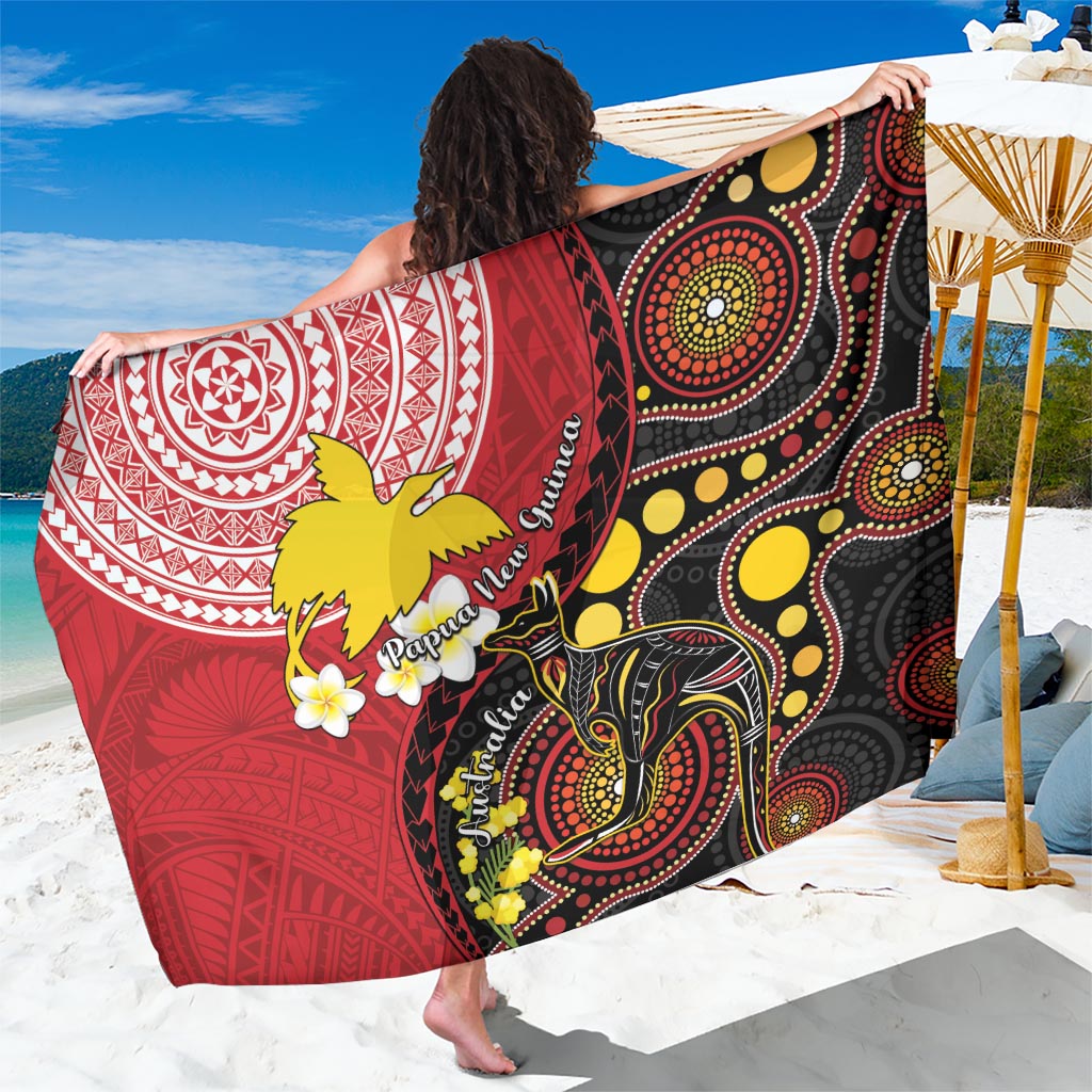 Papua New Guinea And Australia Aboriginal Sarong Bird Of Paradise And Kangaroo Together