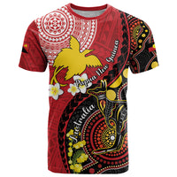 Papua New Guinea And Australia Aboriginal T Shirt Bird Of Paradise And Kangaroo Together